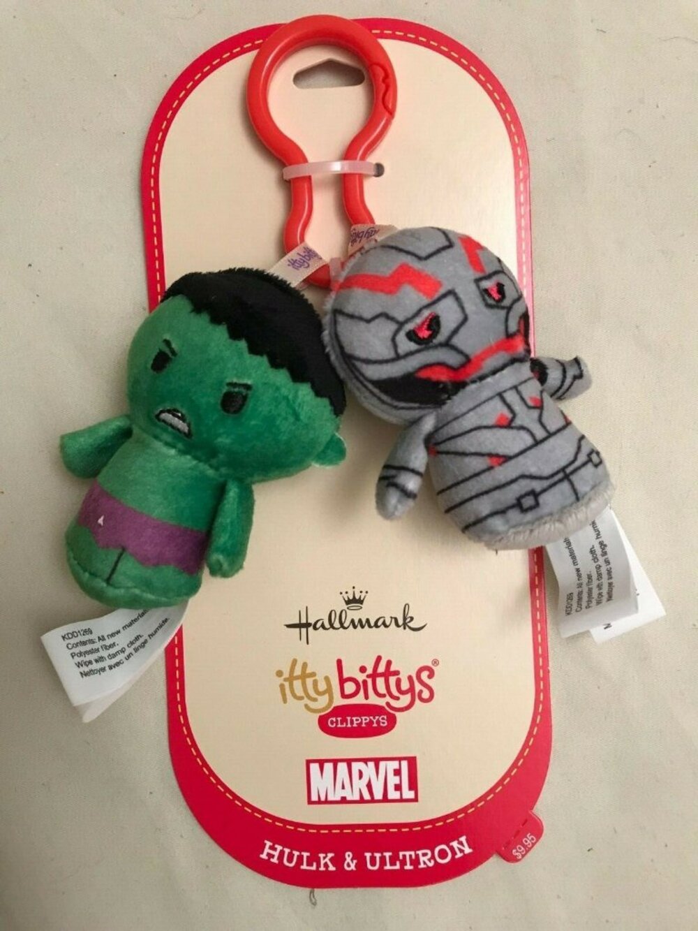Hallmark NEW Itty Bittys Clippys Marvel Hulk & Ultron- Clip On